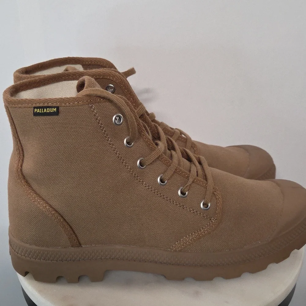 Palladium Unisex Brown Canvas Lace-Up Boots 11M 12.5W